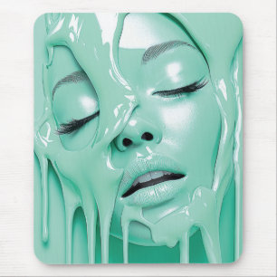 Liquid Mint Dream Girl Abstract Art Mouse Pad