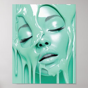 Liquid Mint Dream Girl Abstract Art Poster