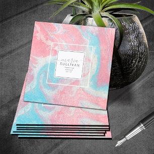 Liquid Paint Flow Abstract Pink/Blue ID797 Square Business Card