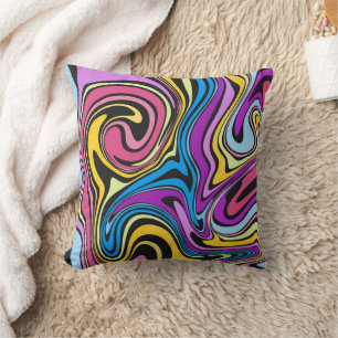 Liquid Paint Marbling Effect Decorative Cushion