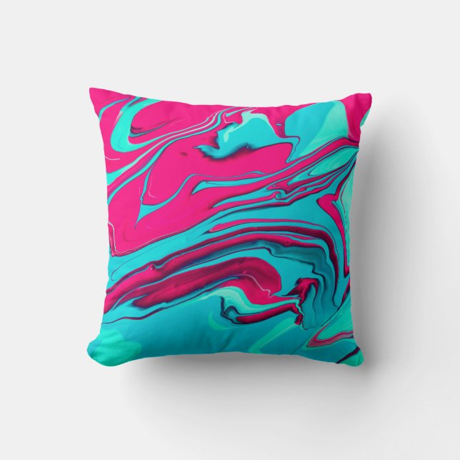 Liquid paper marbling paint background. fluid cushion (Front)