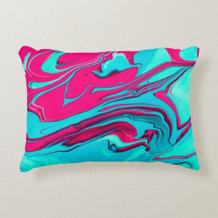 Liquid paper marbling paint background. Fluid pain Decorative Cushion