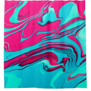 Liquid paper marbling paint background. Fluid pain Shower Curtain