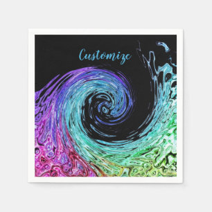 Liquid Rainbow Wave Paper Napkins