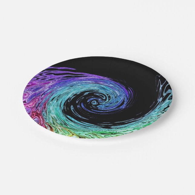 Liquid Rainbow Wave Paper Pltes Plate (Angled)