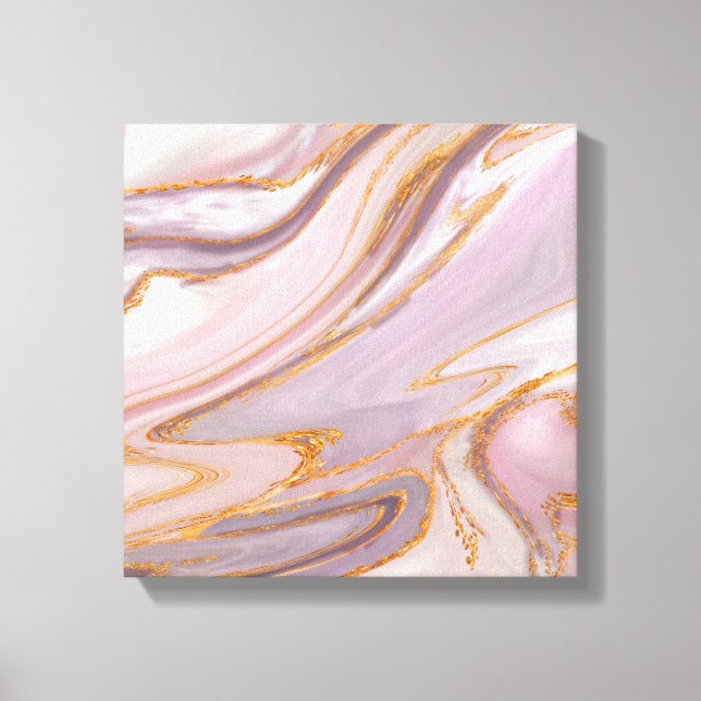Liquid Rose Marble and gold Canvas Print (Front)
