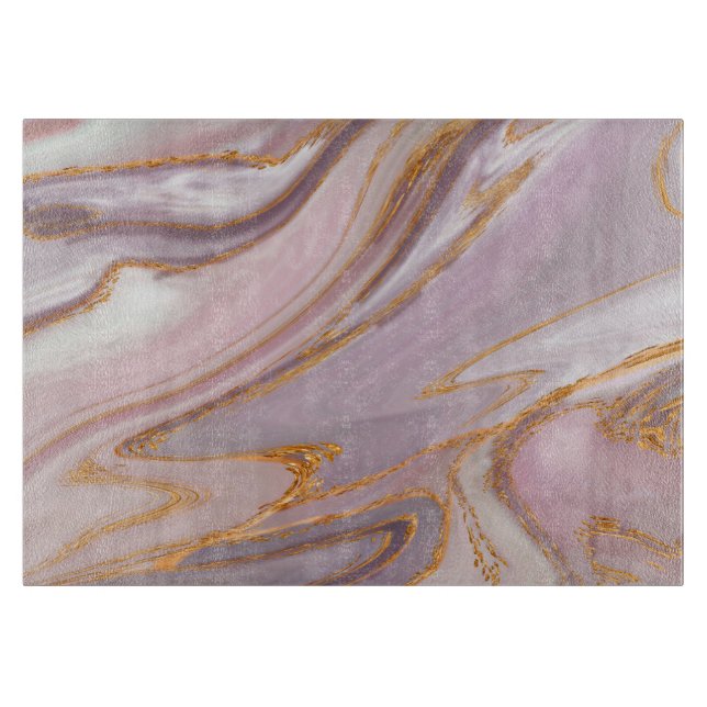 Liquid Rose Marble and gold Cutting Board (Front)