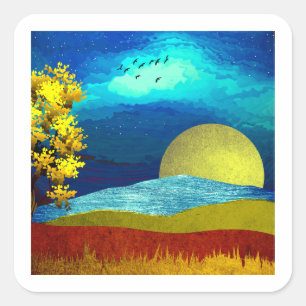 Liquid Sky Landscape Square Sticker