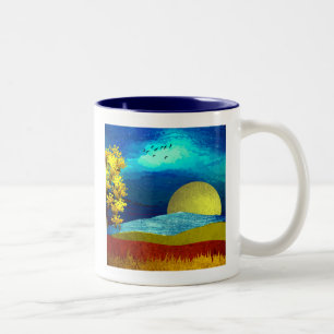 Liquid Sky Landscape Two-Tone Coffee Mug