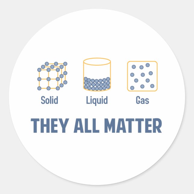 Liquid Solid Gas - They All Matter Classic Round Sticker (Front)