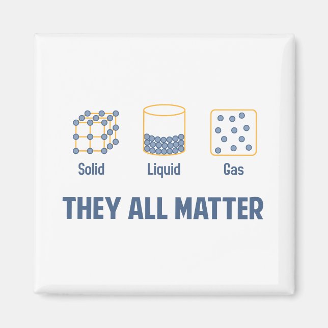 Liquid Solid Gas - They All Matter Magnet (Front)
