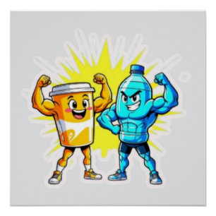 Liquid Strength – Funny Juice & Water Muscle Desig Poster