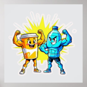 Liquid Strength – Funny Juice & Water Muscle Desig Poster
