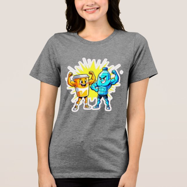 Liquid Strength – Funny Juice & Water Muscle Desig Tri-Blend Shirt (Front)