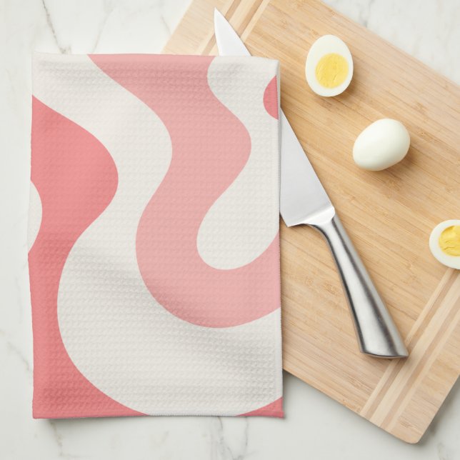 Liquid Swirl Abstract in Soft Pink Tea Towel (Quarter Fold)