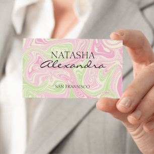 Liquid Swirl Green Pink Pattern Business Card
