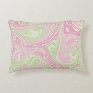 Liquid Swirl Green Pink Pattern Decorative Cushion