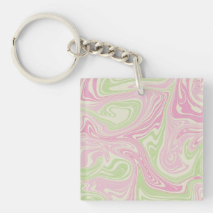 Liquid Swirl Green Pink Pattern Key Ring