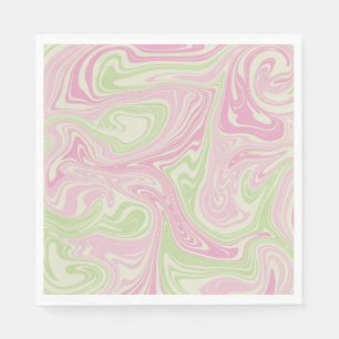 Liquid Swirl Green Pink Pattern Napkin