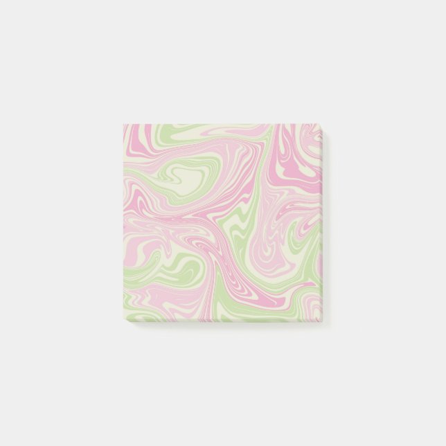 Liquid Swirl Green Pink Pattern Post-it Notes (Front)