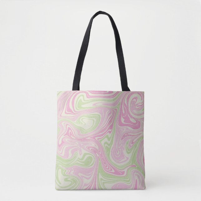 Liquid Swirl Green Pink Pattern Tote Bag (Front)