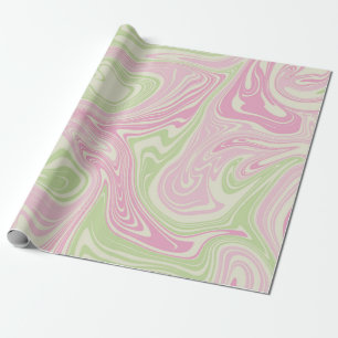 Liquid Swirl Green Pink Pattern Wrapping Paper