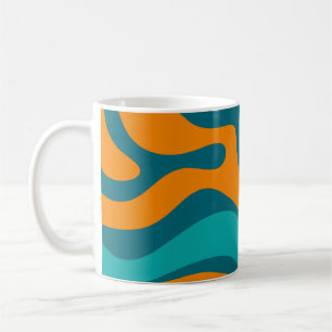 Liquid Swirl Retro Abstract Pattern Teal Orange Coffee Mug