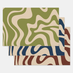 Liquid Swirl Retro Modern Abstract Patterns Wrapping Paper Sheet