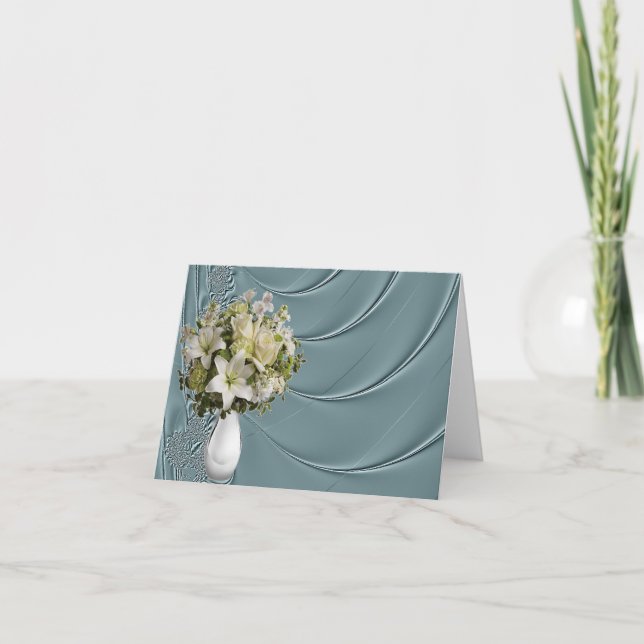 Liquid Teal Satin Note/Greeting Card (Front)