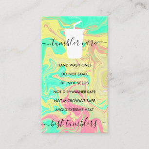 Liquid Tumbler care instructions Business Card