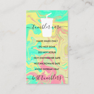 Liquid Tumbler care instructions Business Card
