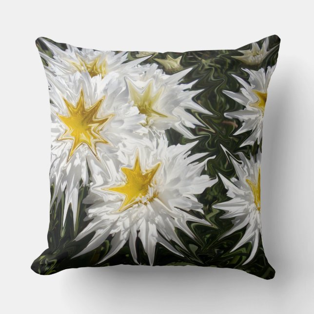 Liquidised White Daisies, Large Cushion. Cushion (Front)