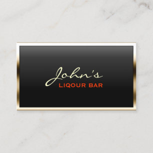Liquor Bar Modern Gold Border Business Card