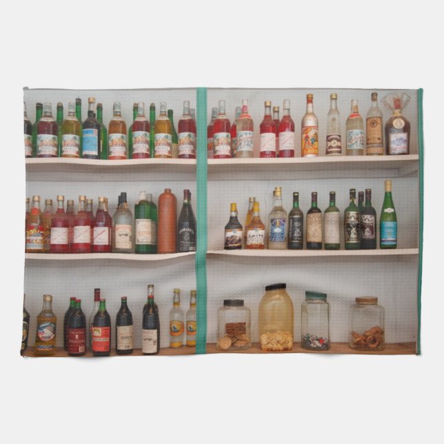 Liquor bottles tea towel (Horizontal)