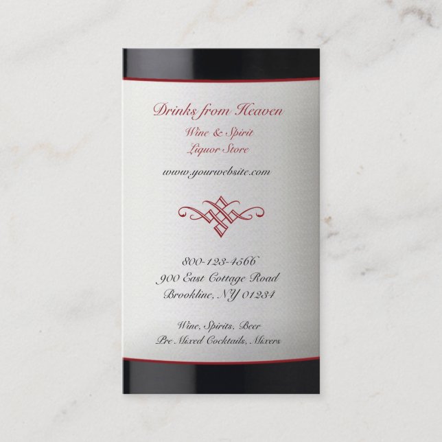 Liquor Wine Store Business Card (Front)