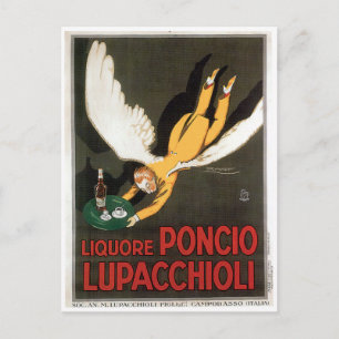 Liquore Poncio Lupacchioli Vintage Drink Ad Art Postcard