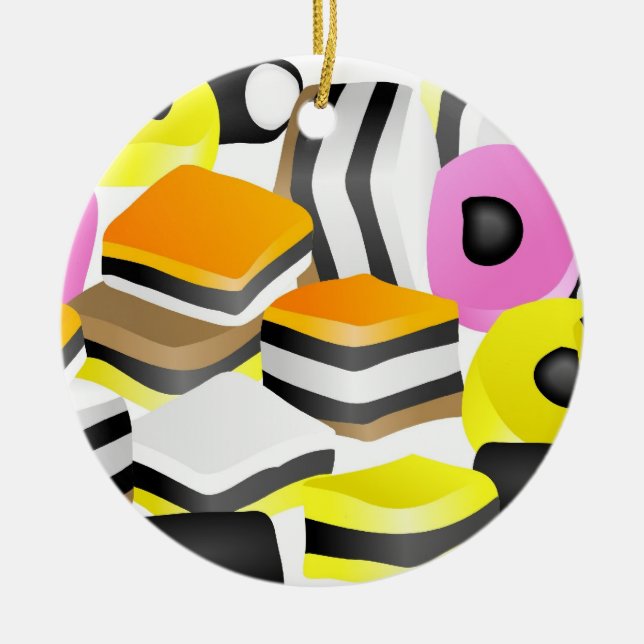 Liquorice Allsorts Ceramic Tree Decoration (Front)