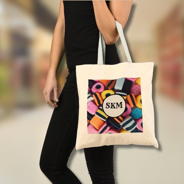Liquorice Allsorts Monogram Initials Tote Bag (Personalize with initials)