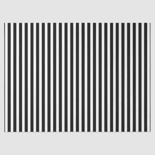 Liquorice Black and White Cabana Stripes Tissue Paper (Front)