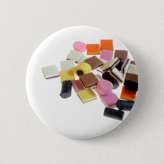 Liquorice candy with copy space 6 cm round badge (Front)