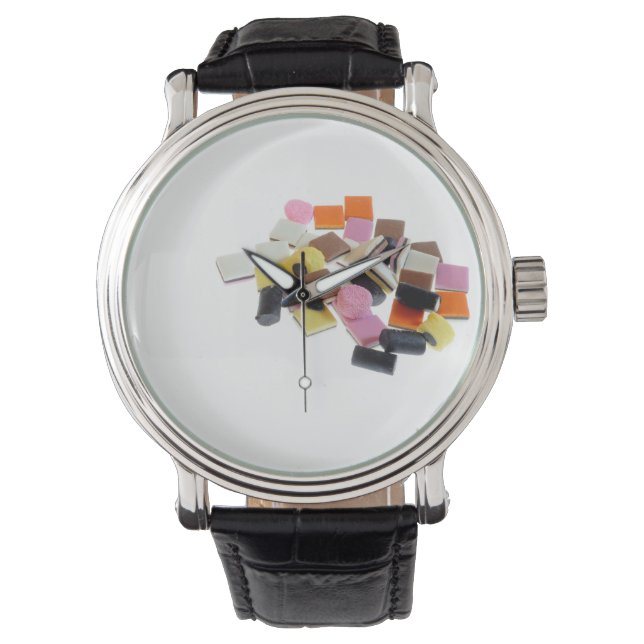 Liquorice candy with copy space watch (Front)