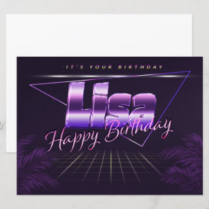 Lisa Name Vorname lila retro Karte Geburtstag Card