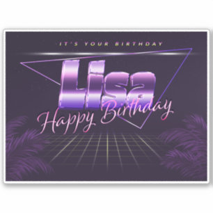 Lisa Name Vorname lila retro Sticker Geburtstag