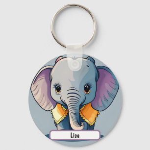 Lisa the Baby Elephant, With Custom Nametag! Key Ring