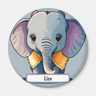 Lisa the Baby Elephant, With Custom Nametag! Magnet