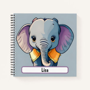 Lisa the Baby Elephant, With Custom Nametag! Notebook