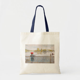 Lisbet Fishing by Carl Larsson, Vintage Fine Art Tote Bag