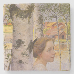 Lisbeth at the Birch Grove (Beautiful Young Girl) Stone Coaster