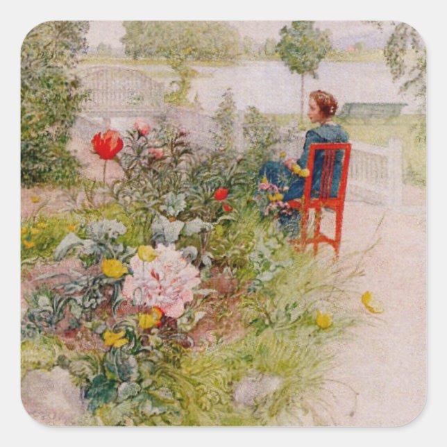 Lisbeth  in the Flower Garden Square Sticker (Front)