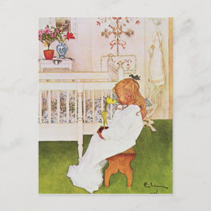 Lisbeth with a yellow tulip postcard